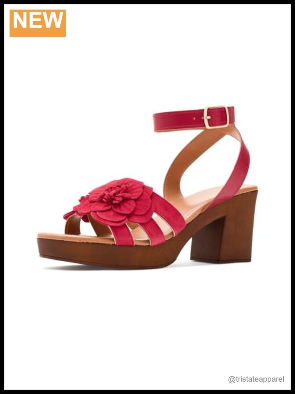 Suede Platform Ankle Strap Heels Floral Open Toe Casual